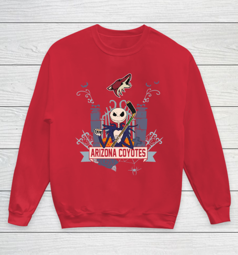 NHL Arizona Coyotes Hockey Jack Skellington Halloween Youth Sweatshirt 8 NHL Arizona Coyotes Hockey Jack Skellington Halloween Youth Sweatshirt - Image 8
