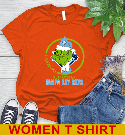 Tampa Bay Rays MLB Christmas Grinch I Hate People But I Love My Favorite Baseball Team Women's T-Shirt 4