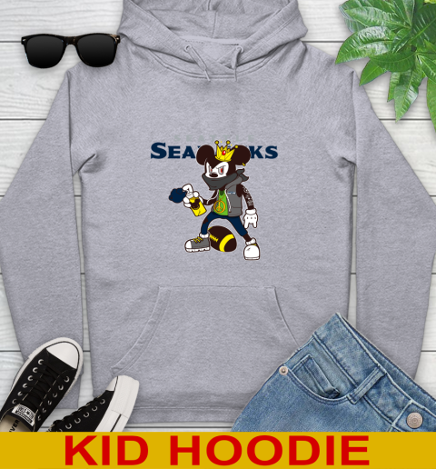 Seattle Seahawks NFL Football Mickey Peace Sign Sports Youth Hoodie 6