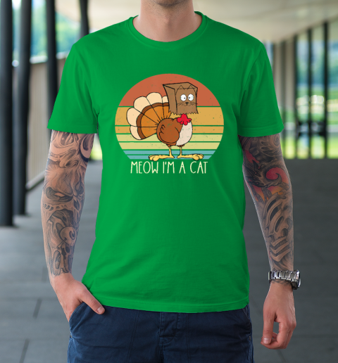 Thanksgiving Funny Turkey Fake Cat Retro T-Shirt 5