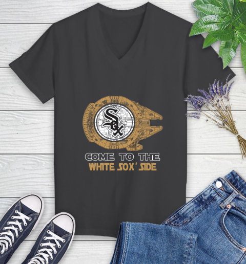 MLB Come To The Chicago White Sox Side Star Wars Baseball Sports Women's V-Neck T-Shirt 8