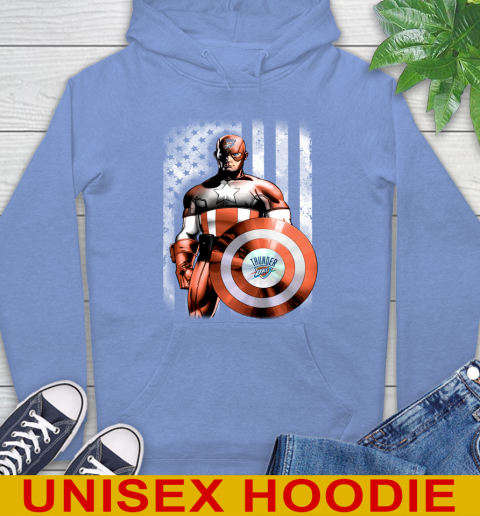 Oklahoma City Thunder NBA Basketball Captain America Marvel Avengers American Flag Shirt Hoodie 11