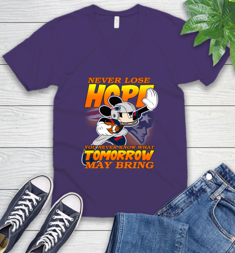 New England Patriots NFL Football Mickey Disney Never Lose Hope V-Neck T-Shirt 9