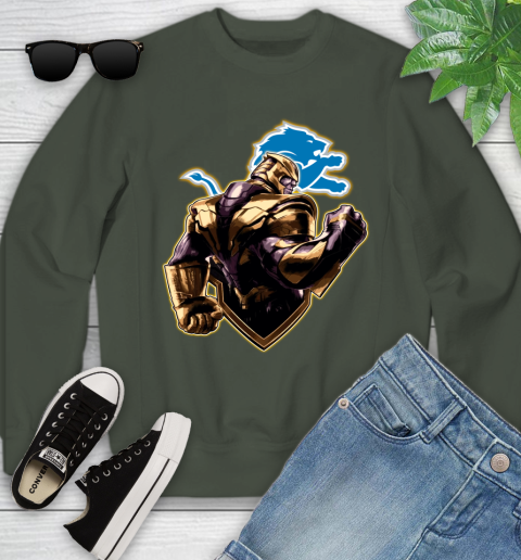 NFL Thanos Avengers Endgame Football Sports Detroit Lions Youth Sweatshirt 10