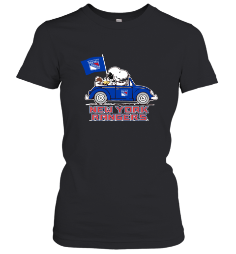 Snoopy And Woodstock Ride The New York Rangers Car NHL Women's T-Shirt