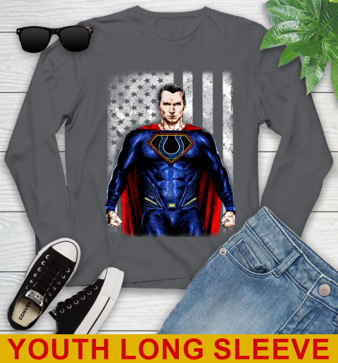 NFL Football Indianapolis Colts Superman DC Shirt Youth Long Sleeve 9
