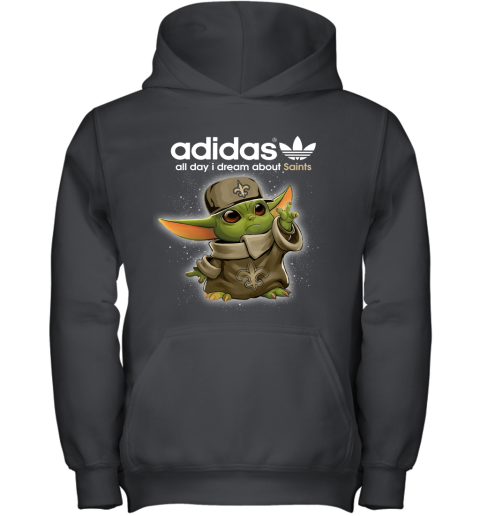 Baby Yoda Adidas All Day I Dream About New Orleans Saints Youth Hoodie