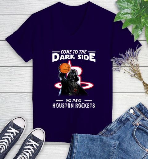 NBA Come To The Dark Side We Have Houston Rockets Star Wars Darth Vader Basketball Women's V-Neck T-Shirt 3