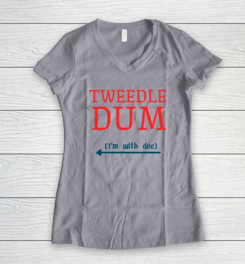 Tweedle Dum I'm With Dee Couple And Friends Funny Lazy Costume Women's V-Neck T-Shirt 2