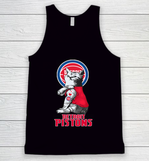 NBA Basketball My Cat Loves Detroit Pistons Tank Top