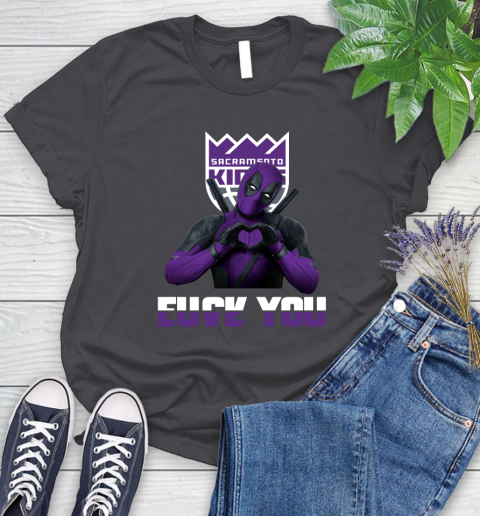 NBA Sacramento Kings Deadpool Love You Fuck You Basketball Sports Women's T-Shirt 8