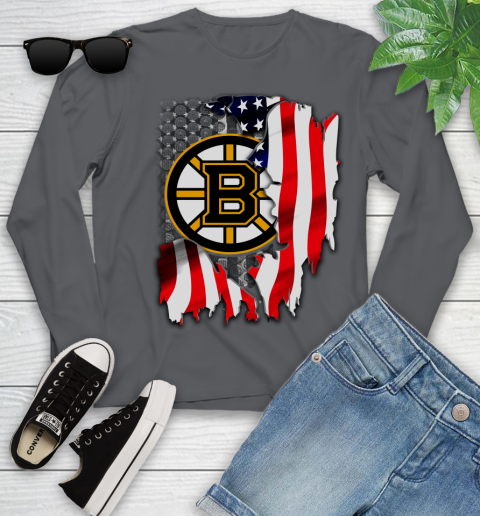 Boston Bruins NHL Hockey American Flag Youth Long Sleeve 10 Boston Bruins NHL Hockey American Flag Youth Long Sleeve - Image 10