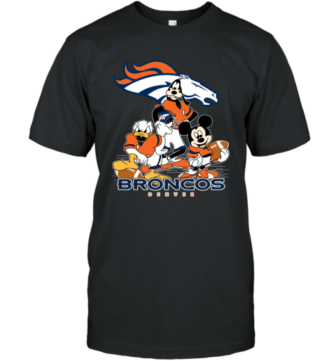 NFL Denver Broncos Mickey Mouse Donald Duck Goofy Football T Shirt