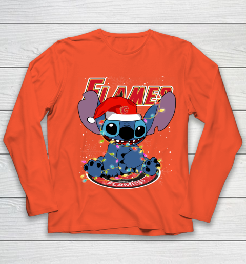 Calgary Flames NHL Hockey noel stitch Christmas Youth Long Sleeve 2