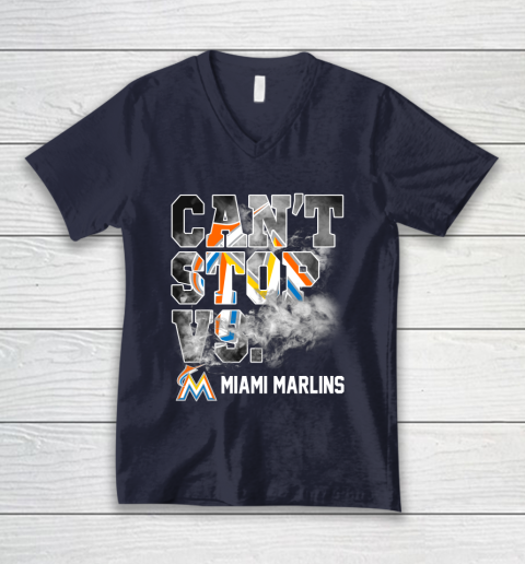 MLB Miami Marlins Baseball Can't Stop Vs Marlins V-Neck T-Shirt 2