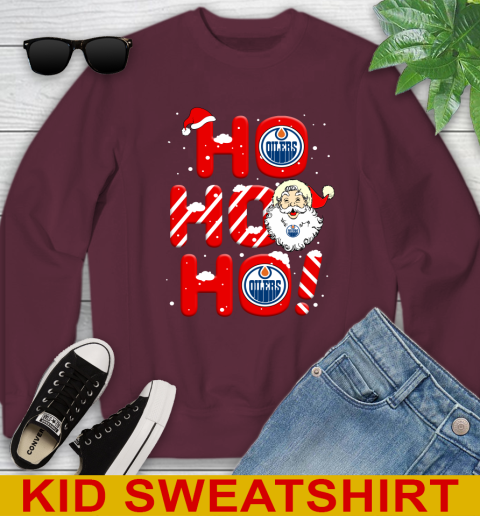 Edmonton Oilers NHL Hockey Ho Ho Ho Santa Claus Merry Christmas Shirt Youth Sweatshirt 4