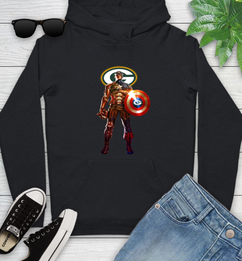 NFL Captain America Marvel Avengers Endgame Football Sports Green Bay Packers Youth Hoodie 2