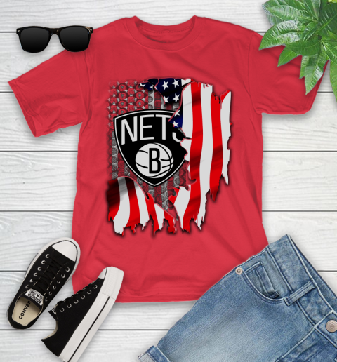 Brooklyn Nets NBA Basketball American Flag Youth T-Shirt 13