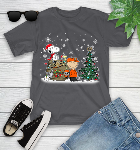 NHL Anaheim Ducks Snoopy Charlie Brown Woodstock Christmas Stanley Cup Hockey Youth T-Shirt 6