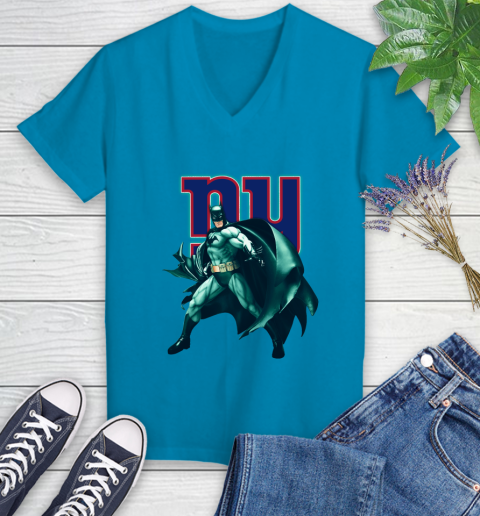 NFL Batman Football Sports New York Giants Women's V-Neck T-Shirt 7