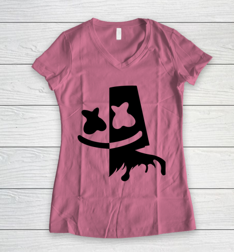 Fortnite Tshirt Marshmello Black And White Women's V-Neck T-Shirt 7