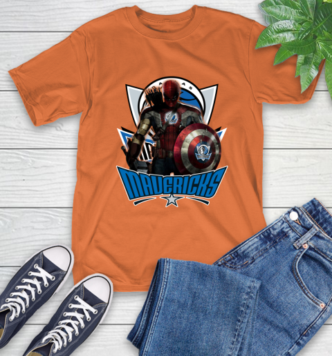 Dallas Mavericks NBA Basketball Captain America Thor Spider Man Hawkeye Avengers T-Shirt 5