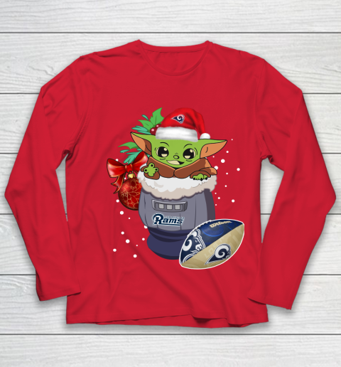 Los Angeles Rams Christmas Baby Yoda Star Wars Funny Happy NFL Youth Long Sleeve 10