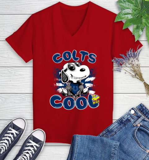 NFL Football Indianapolis Colts Cool Snoopy Shirt Women's V-Neck T-Shirt - Image 9
