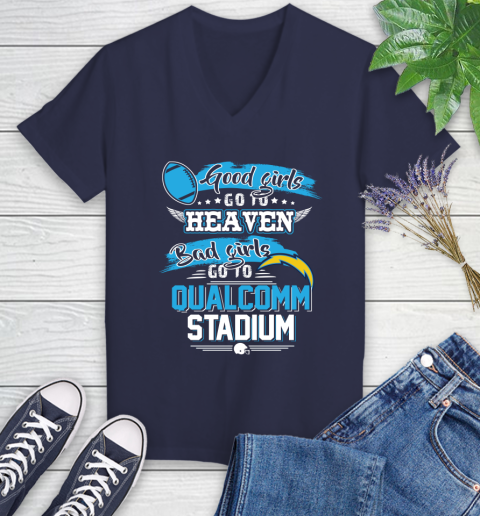 Los Angeles Chargers NFL Bad Girls Go To Qualcomm Stadium Shirt Women's V-Neck T-Shirt 12
