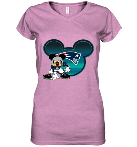 NFL New England Patriots Mickey Mouse Disney Football T Shirt IW5VrlYsyEP women v neck t shirt 39 95 151514 front heather radiant orchid