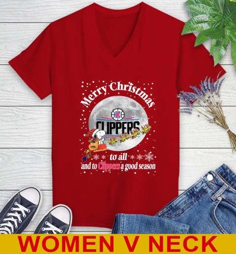 LA Clippers Merry Christmas To All And To Clippers A Good Season NBA Basketball Sports Women's V-Neck T-Shirt 10