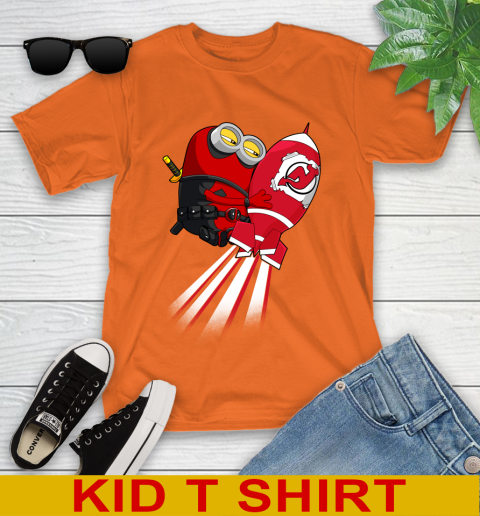 NHL Hockey New Jersey Devils Deadpool Minion Marvel Shirt Youth T-Shirt 8