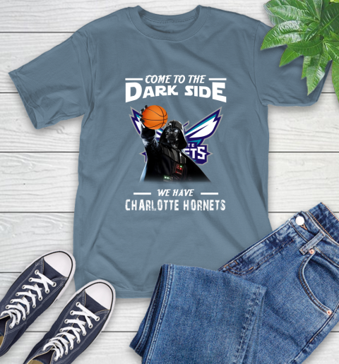 NBA Come To The Dark Side We Have Charlotte Hornets Star Wars Darth Vader Basketball T-Shirt 8