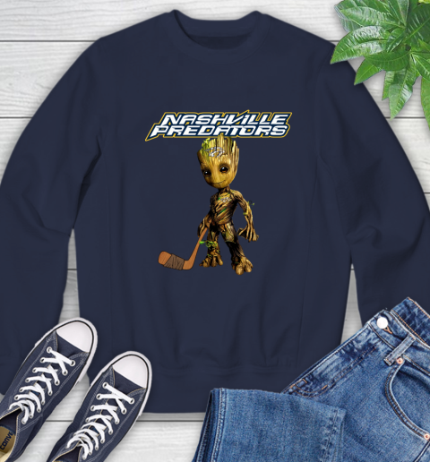 Nashville Predators NHL Hockey Groot Marvel Guardians Of The Galaxy Sweatshirt 3