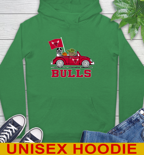 NBA Basketball Chicago Bulls Darth Vader Baby Yoda Driving Star Wars Shirt Hoodie 8