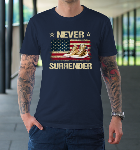 Never Surrender Gold Sneakers Pro Trump 2024 T-Shirt 2