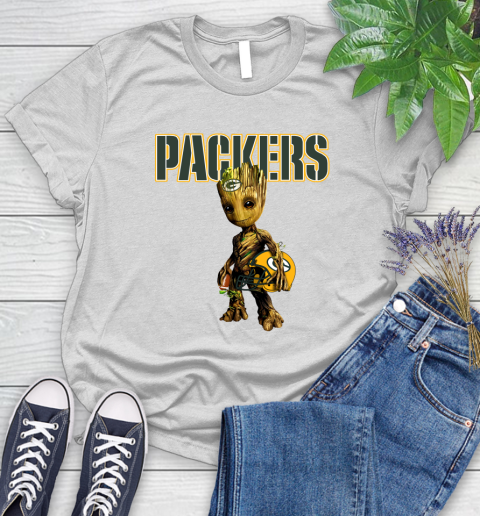 Green Bay Packers NFL Football Groot Marvel Guardians Of The Galaxy Women's T-Shirt