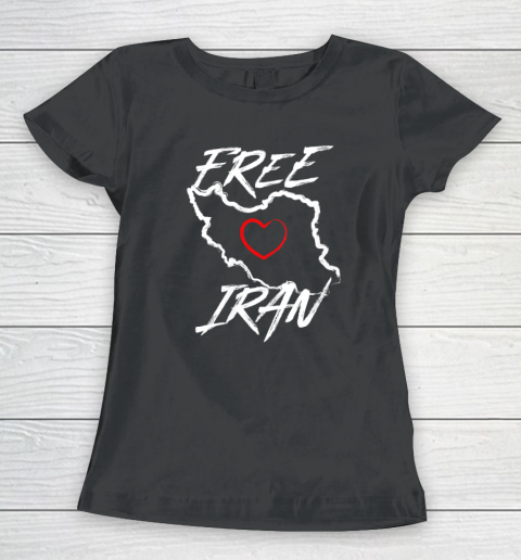 Free Iran Symbol Heart Map Freedom Heart Love Women's T-Shirt