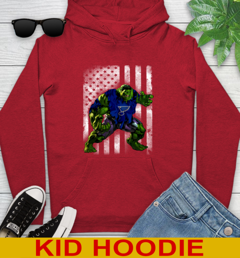 St.Louis Blues Hulk Marvel Avengers NHL Hockey American Flag Youth Hoodie 11