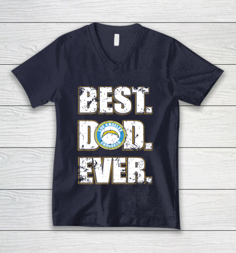NFL Los Angeles Chargers Football Best Dad Ever Family Shirt V-Neck T-Shirt 2