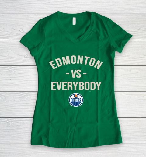 Edmonton Oilers Vs Everybody Women's V-Neck T-Shirt 3