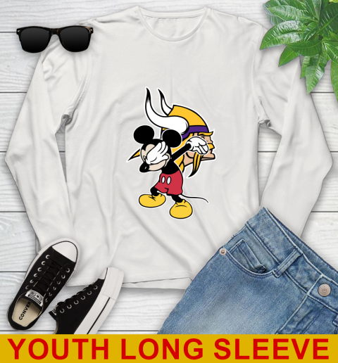 Minnesota Vikings NFL Football Dabbing Mickey Disney Sports Youth Long Sleeve - Image 13