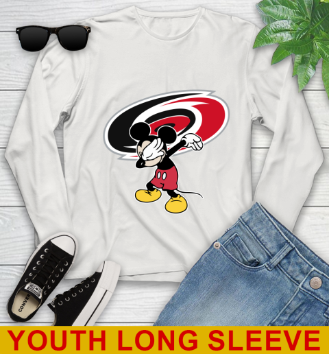 Carolina Hurricanes NHL Hockey Dabbing Mickey Disney Sports Youth Long Sleeve 12