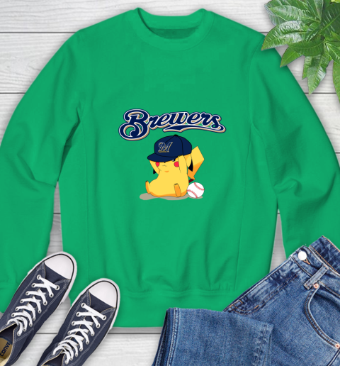 MLB Pikachu Baseball Sports Milwaukee Brewers Sweatshirt 6