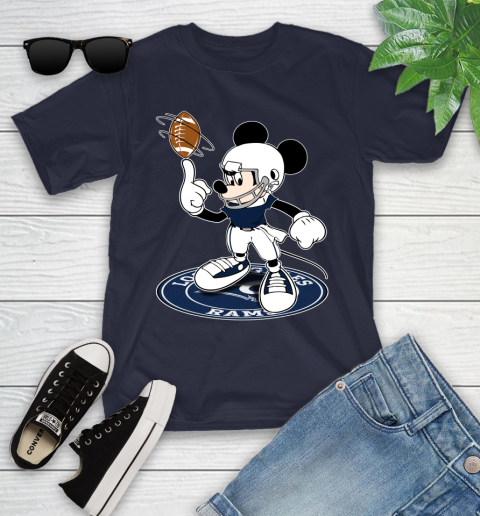 NFL Football Los Angeles Rams Cheerful Mickey Disney Shirt Youth T-Shirt 3