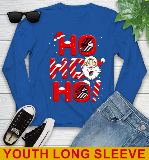 Portland Trail Blazers NBA Basketball Ho Ho Ho Santa Claus Merry Christmas Shirt Youth Long Sleeve 10