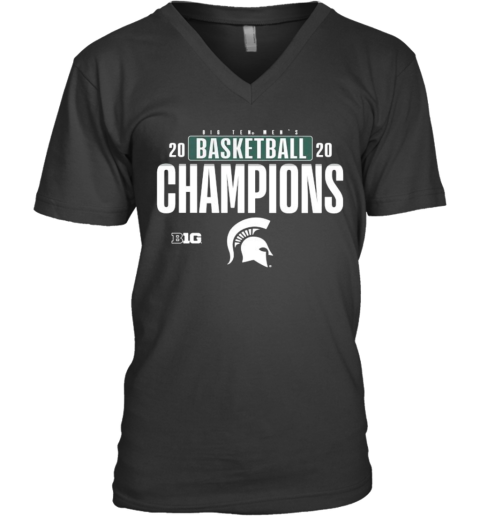 Big Ten Men'S 2020 Basketball Champions Michigan State Spartans V-Neck T-Shirt