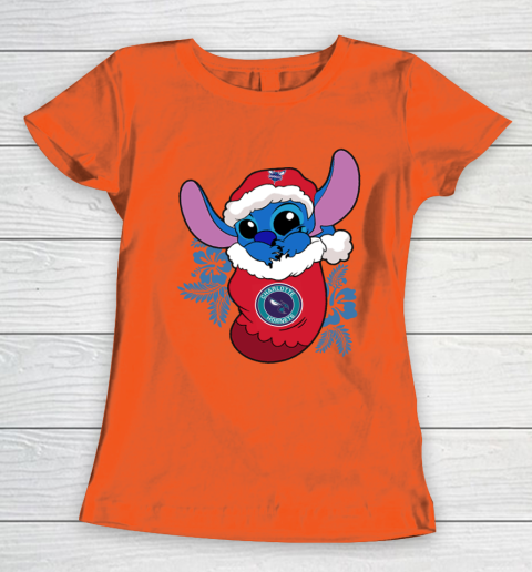 Charlotte Hornets Christmas Stitch In The Sock Funny Disney NBA Women's T-Shirt 5