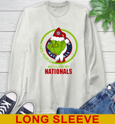 Washington Nationals MLB Christmas Grinch I Hate People But I Love My Favorite Baseball Team Long Sleeve T-Shirt 12