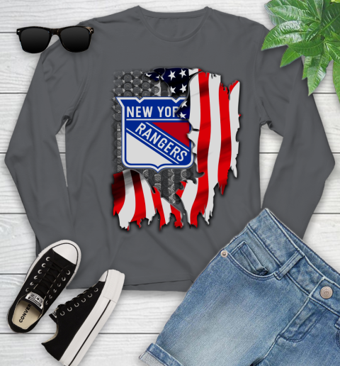 New York Rangers NHL Hockey American Flag Youth Long Sleeve 9